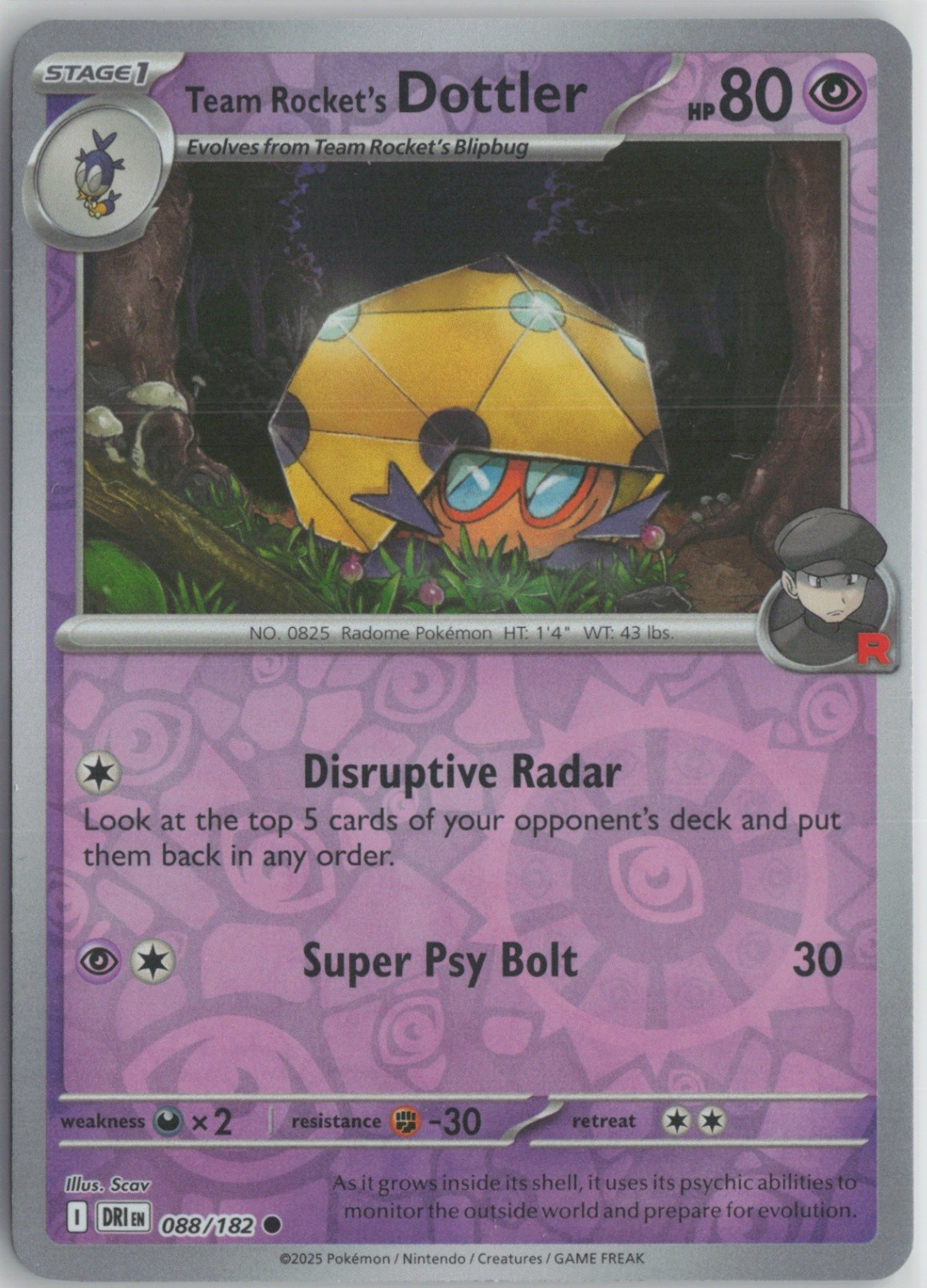 Team Rocket's Dottler 088/182 Common SV10: Destined Rivals NM Reverse Holo