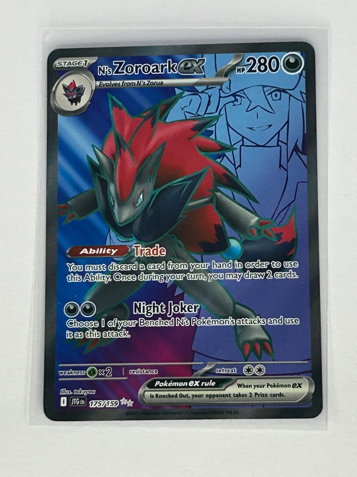 2025 Pokemon Journey Together N's Zoroark ex #175/159 Full Art Ultra Rare NM