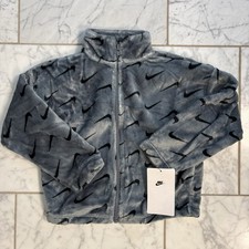 NWT Nike Kids' Swoosh Plush Fleece Jacket Smoke Grey size 2T Boy Girl Zip Up