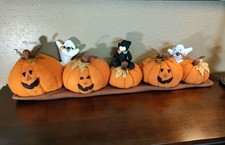 34" 5 Pumpkin Jack-o'-lantern W/Black Cat And Ghost Halloween Decor