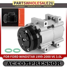 1x AC A/C Compressor with Clutch for Ford Windstar 1999-2000 V6 3.0L FS10 Style