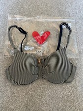 Loveable Black  Gold Stripe Bikini Top - Size 34B