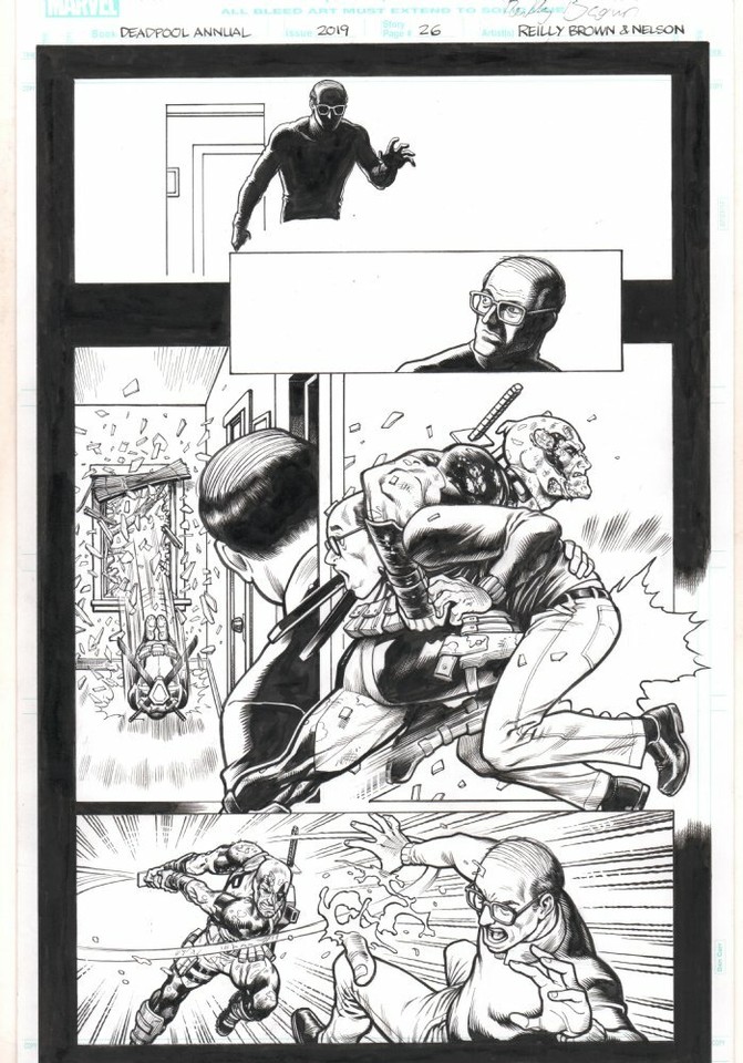 Deadpool Annual #1 p.26 - Deadpool Action - 2019 Signed art by Reilly Brown Comic Art