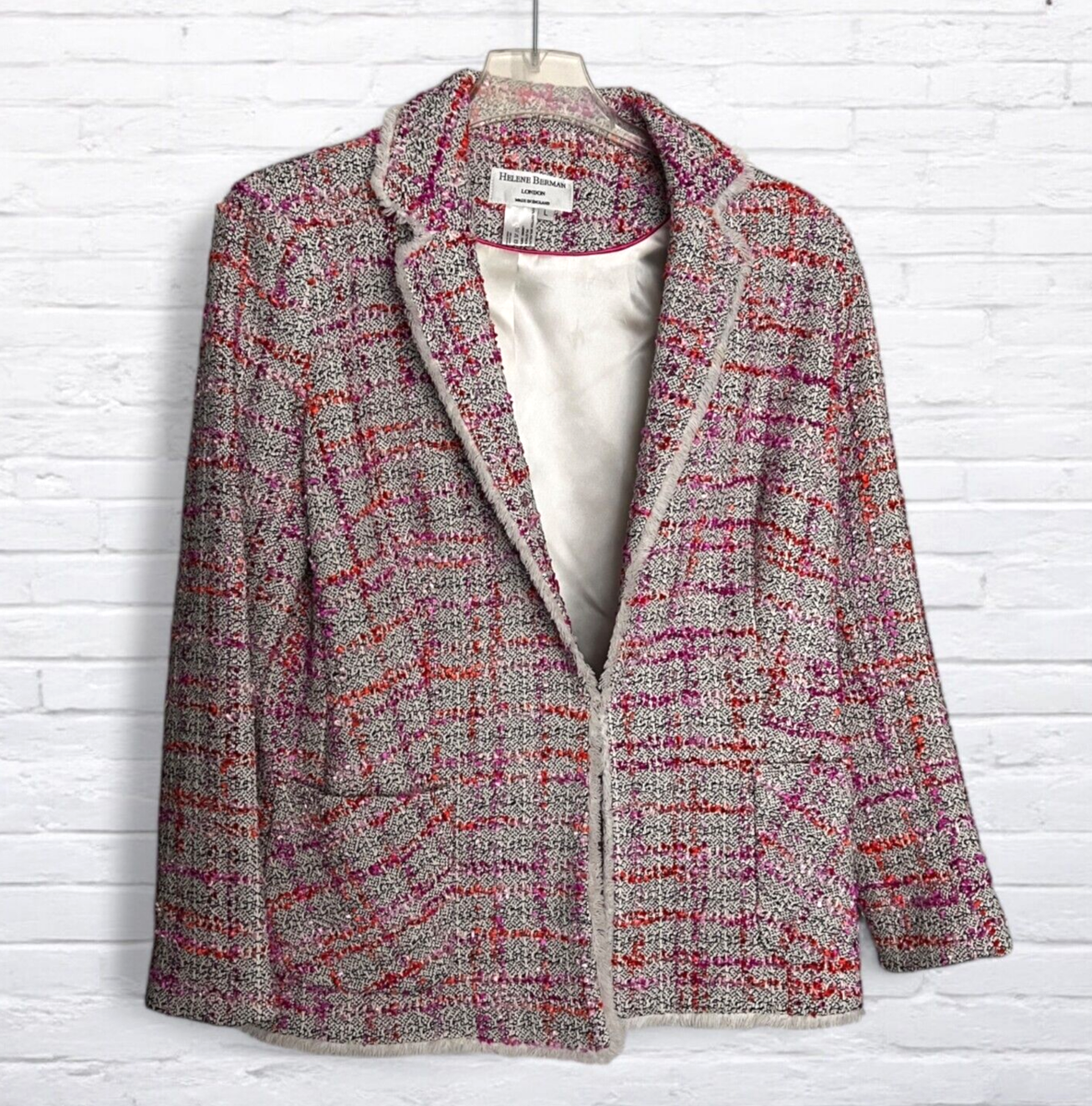 Helene Berman London Plaid Jacket Tweed Multicolor Womens Size 10