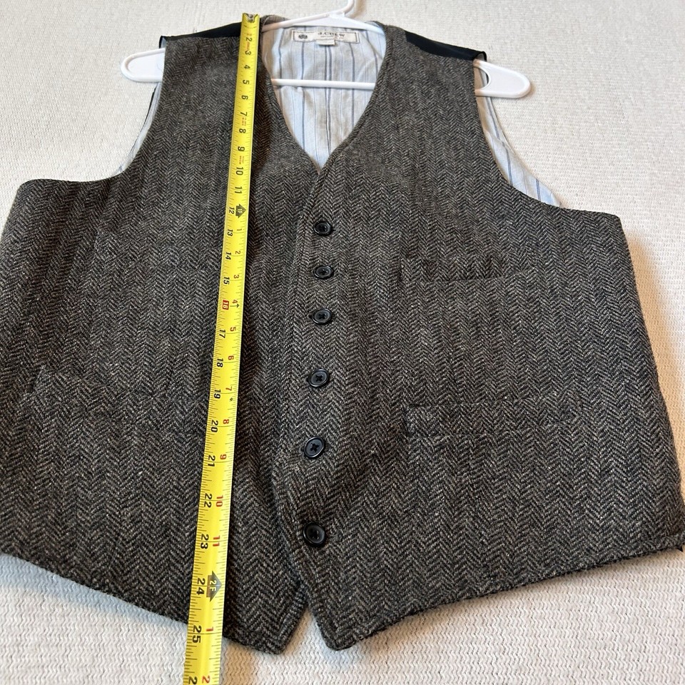 J Crew Wool Vest Mens M Brown Herringbone Dark Academia Classic Preppy