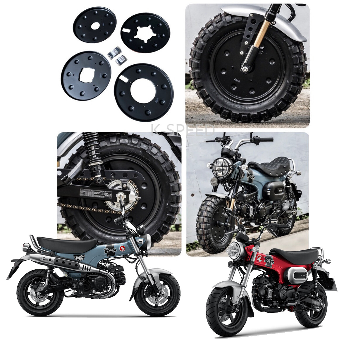 Black Front Rear Moon Wheel Guard Trim Cover Fits Honda DAX125