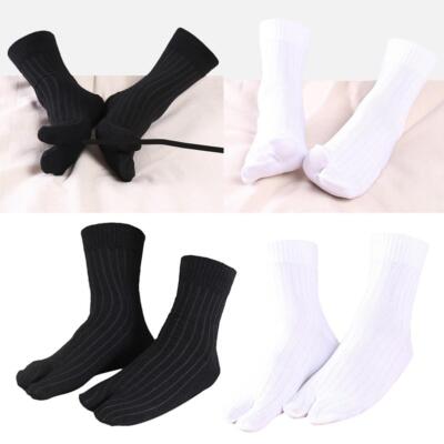 Elastische Damensocken aus reiner Baumwolle 2 Zehenpartie Streifen Socken atmungsaktiv