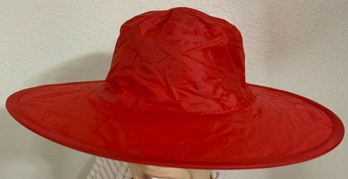 Red Folding Wire Brim Nylon Rain Hat | eBay