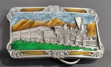 1984 Siskiyou Pewter Western Belt Buckle A-29 Railroad Train Transportation