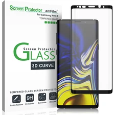 amFilm Samsung Galaxy Note 9 Full Cover Tempered Glass Screen Protector (Black)