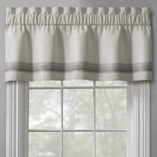 Window curtain valance white top treatment 52" W x 17" L lined off white gray