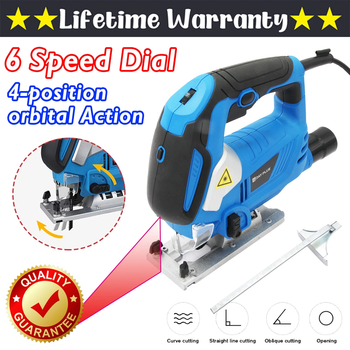1200W Electric Jigsaw 6 Variable Speed Cutter Tool for Wood Metal