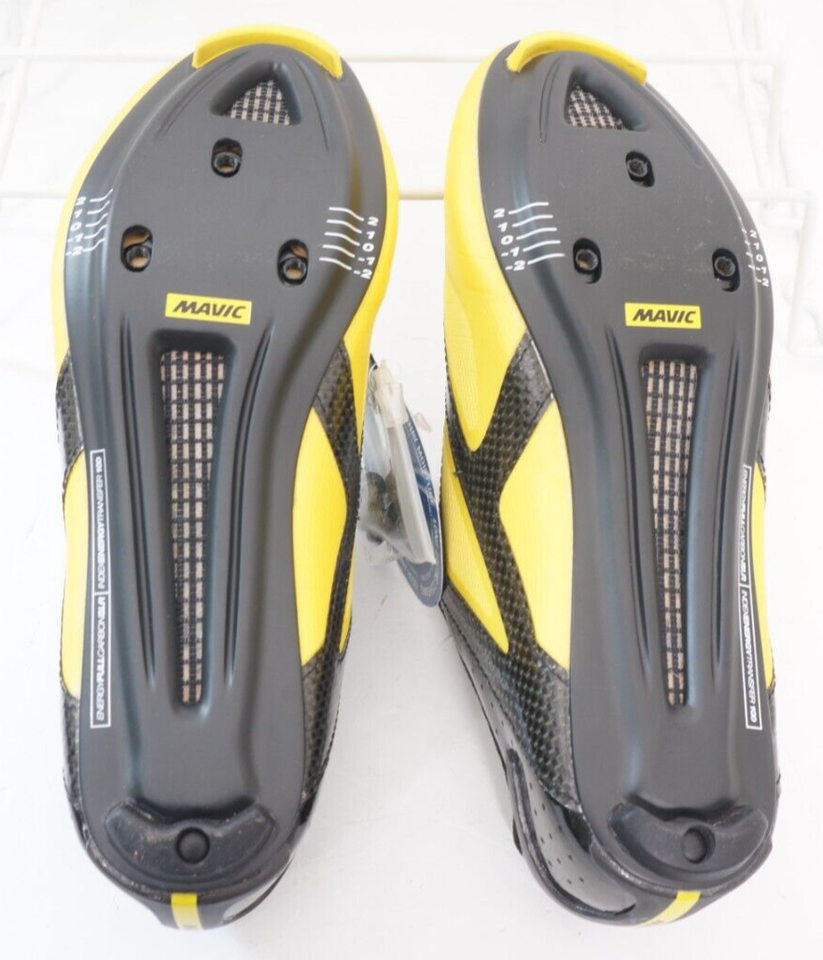 Chaussures De Vélo Route Mavic Cosmic Ultimate II Carbone – Jaune/Noir – Pointure 4 UK / 36 2/3 EU