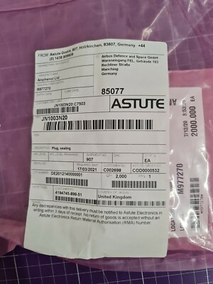 Amphenol Circular MIL Spec Connector PLUG SEALING JN1003N20