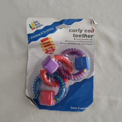 THE FIRST YEARS Baby Toy NEW PCKG WEAR/BREAKS CURLY COIL TEETHER Vtg 1997