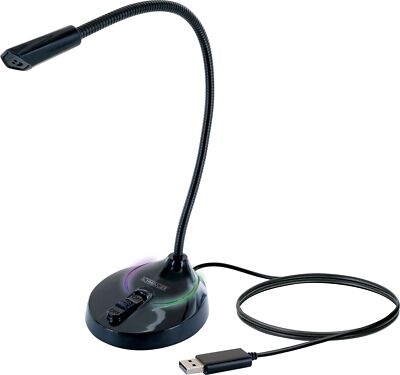 Mikrofon USB Gaming PC Streaming RGB Computer Standfuß Tisch kabelgebunden 2m