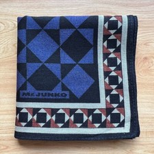 VINTAGE HANDKERCHIEF JAPAN ART GEOMETRIC MEN'S POCKET SQUARE COTTON 17" A-0335