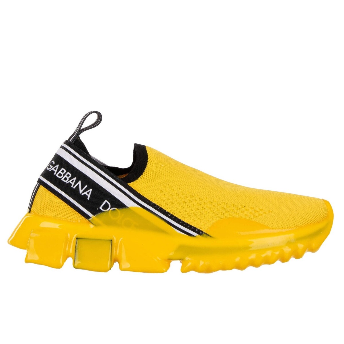 DOLCE & GABBANA Slip-On Sneaker Shoes SORRENTO Logo Stripes Yellow