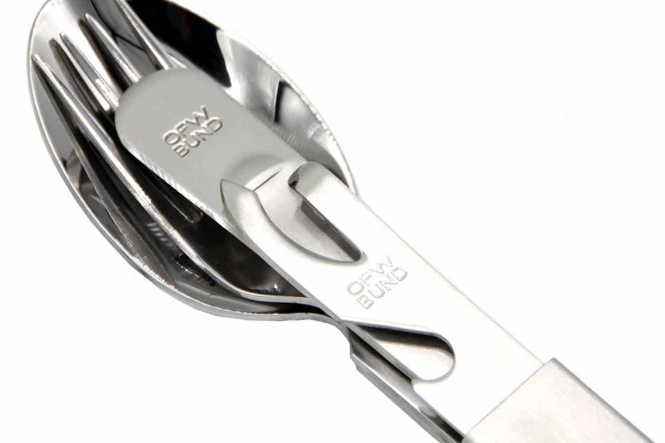 Bundeswehr Essbesteck Das ORIGINAL OFW BW Campingbesteck 4-teilig mit Etui - Bild 2 von 4