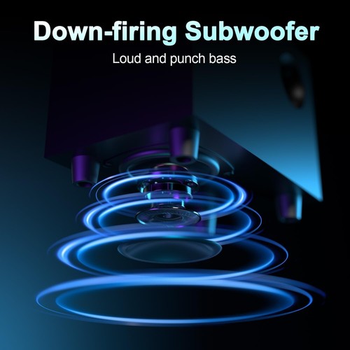 Elevate Your Sound with 28W 2.1 Speakers & Subwoofer - USB Powered with Lighting - Picture 5 of 8