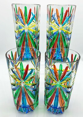 SORRENTO HIGHBALL GLASSES - SET OF FOUR - HAND PAINTED VENETIAN GLASSWARE