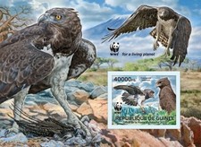 MARTIAL EAGLE Birds of Prey IMPERFORATE 1v-Stamp Sheet WWF #5 (2013 Guinea)