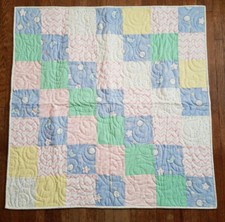 Pastel-Sun Moon Stars Crib/Toddler Quilt for Kids, Baby, Toddler-38 x 39 Nursery