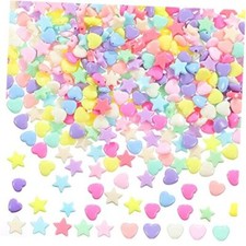 400 Pieces Acrylic Star Beads Heart Beads Pastel Beads Shaped 9 mm Light Color