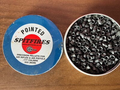 VINTAGE VERPACKUNG BLECH LUFTGEWEHR 0,177 CAL PELLETS SPITZ SPITFIRES SPORT MK ESSEX