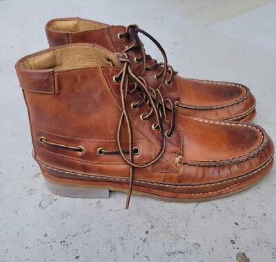 FRYE Whiskey Brown Leather Moc Toe Boots siz 10.5 D MENS