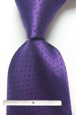 New Classic Polka Dot Purple Black JACQUARD WOVEN 100 Silk Men's Necktie Tie