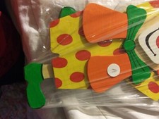 wooden painted clown mobile, made in czech republic