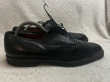 Salvatore Ferragamo Leather Cap Toe Brogue Oxford 9 D Men's Black Shoes