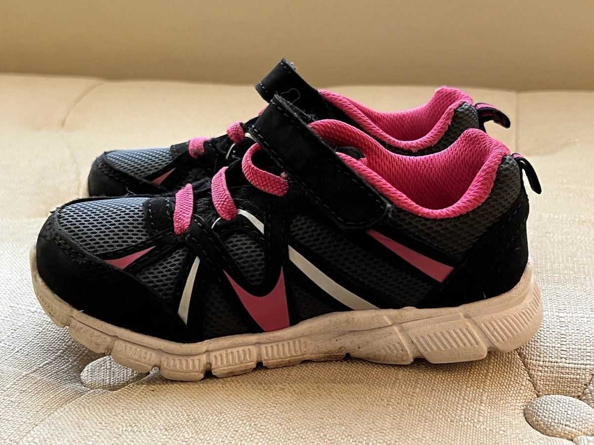 Danskin Now Girls Athletic Shoes Sz 9 Toddler Kids Black/Pink Hook & Loop  Close