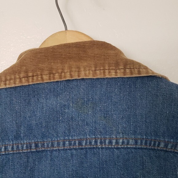 Maverick Vintage Blue Denim Jean Jacket Corduroy Collar Tan Maverick Vintage Blue Denim Jean Jacket Corduroy Collar Tan