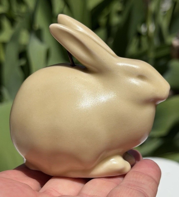 Rookwood Pottery #6160 Cream Tan Rabbit Bunny Ornament Figurine