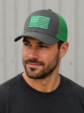 USA FLAG Tonal Embroidery Richardson 112 Charcoal/kelly Green Hat