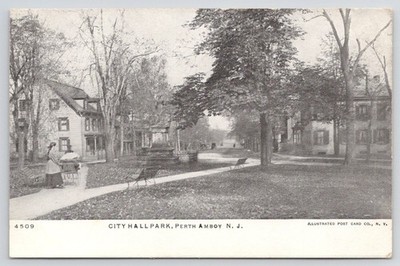 City Hall Park Perth Amboy NJ c1905 Postcard