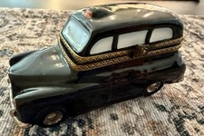 Vintage Limoges Dubarry Traditional Black London Taxi Cab Trinket Box VG