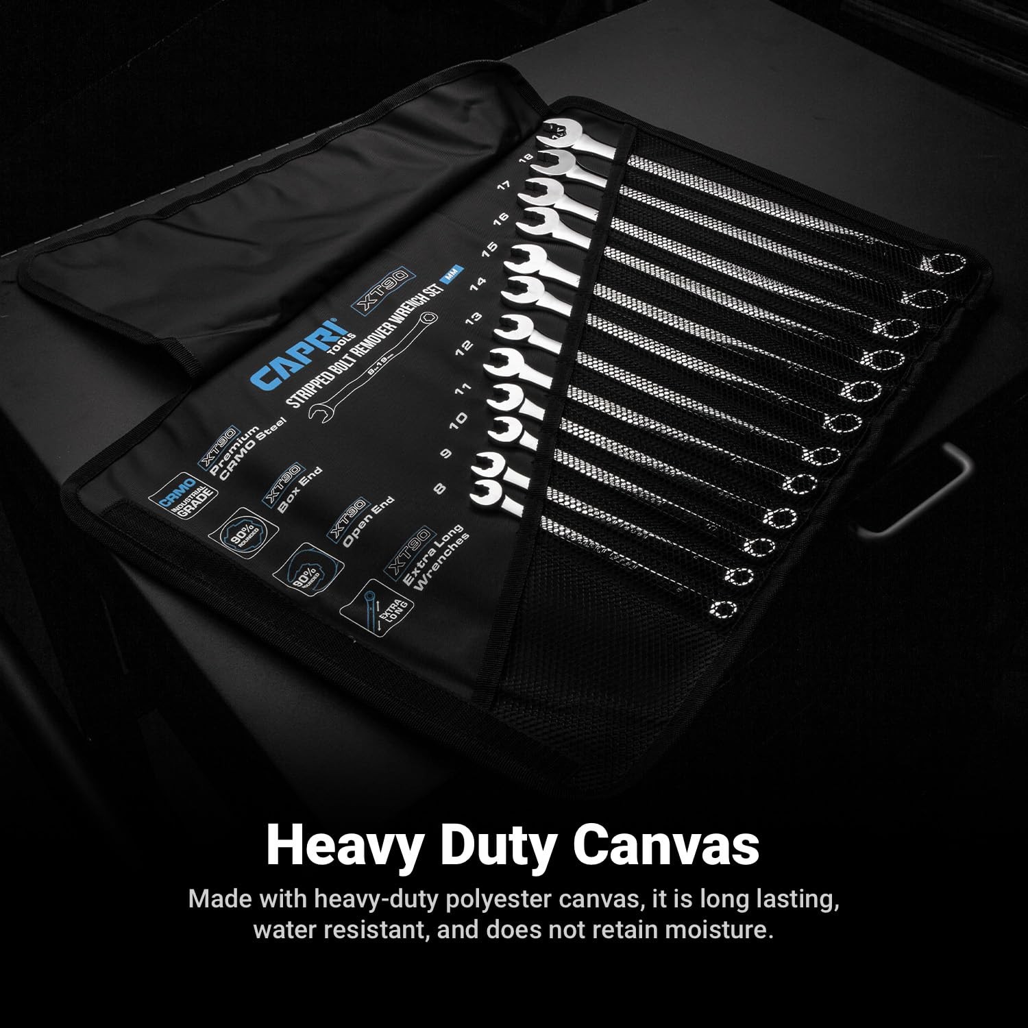 Wrench Roll Up Pouch for Extra-Long Wrenches, Metric, 12 Deep Pockets