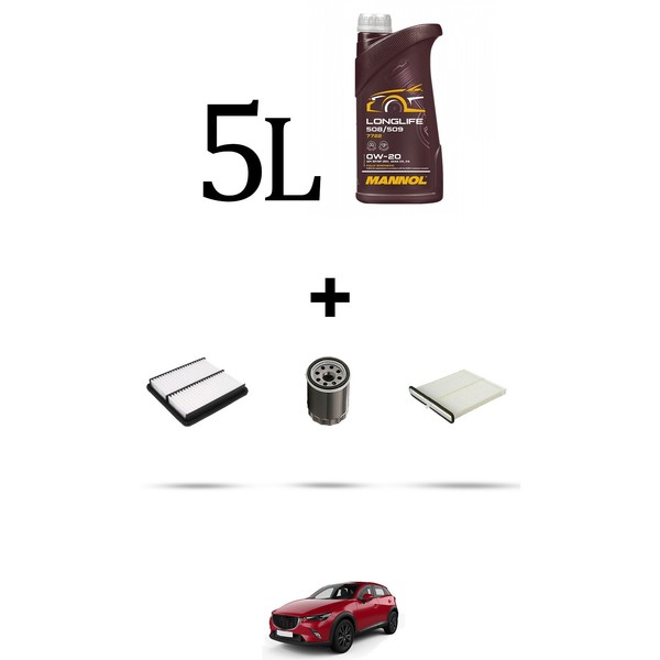 Hoffcar Wartungsset 3 Filter Und 5L ÖL FüR Mazda Cx-3 (Dk) 2.0 Skyactiv-G 88KW-image