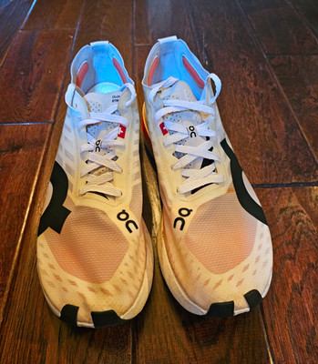 On Cloudboom Strike Men s Low Top Lace-Up Running Sneakers White Black Orange