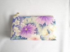 Japanese Floral Cosmetic Pouch Kimono Fabric Handmade Makeup Bag