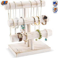 Armbandhalter T-Form Holz Abnehmbar Schmuckdisplay FüR ArmbäNder Uhren Weiß