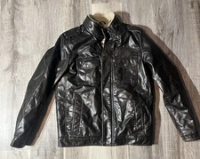 Levi's Size S Jacket Men's Dark Brown Sherpa Lined Bomber Coat Faux Leather Moto