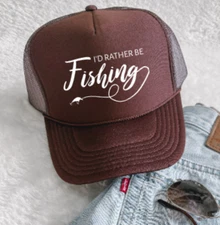 I'd Rather Be Fishing, Brown, Otto Brand Men's and Woman's Trucker Hat