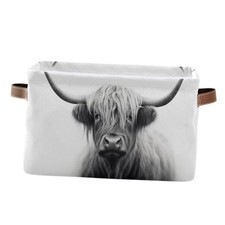 Scottish Highland Cow Print Storage Bin Collapsible Canvas Storage Basket