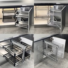 Kitchen Cabinet Corner Pull Out Basket Chrome Sofe Close Storage Unit Cupboard