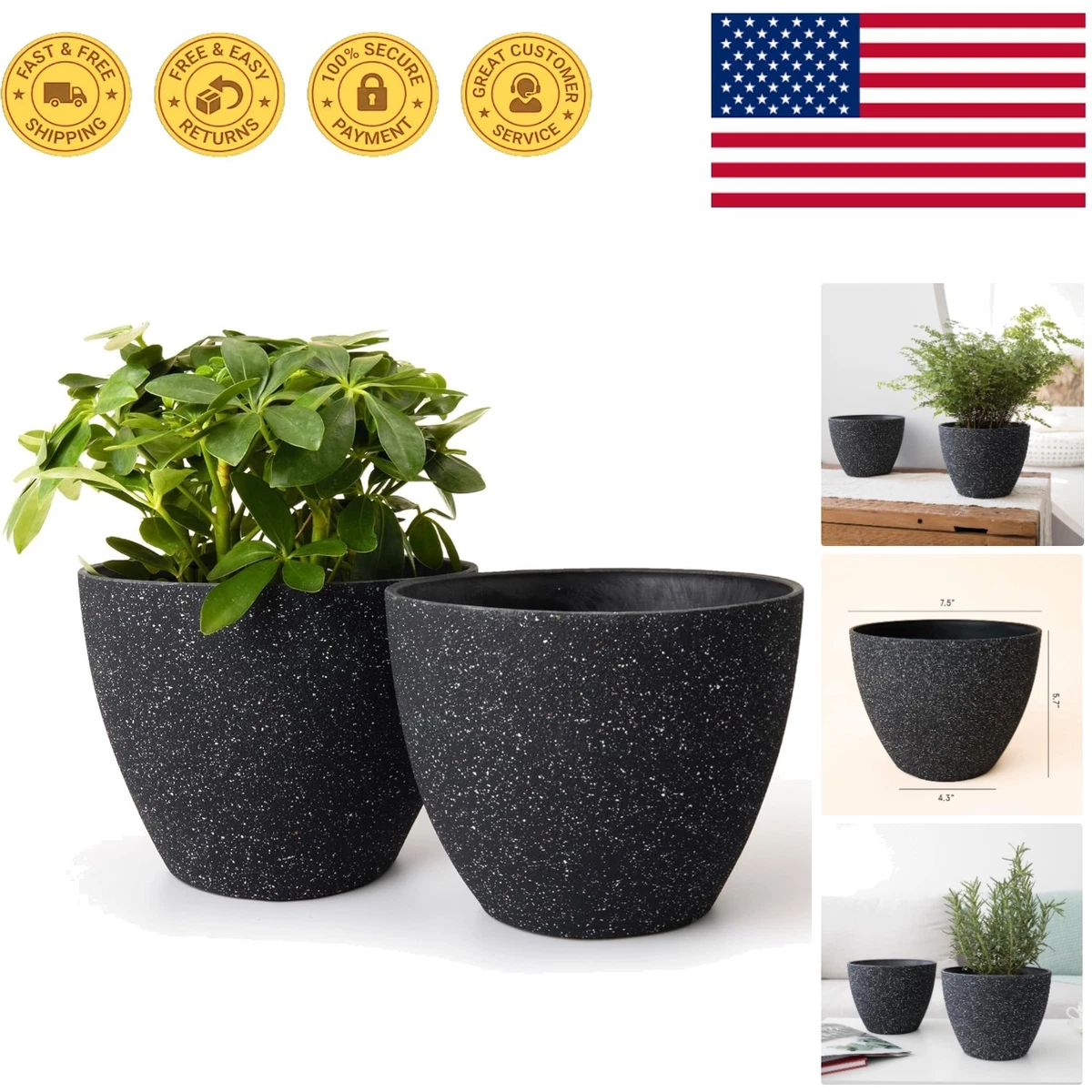 Pack De 10 Posavasos Para Macetas De 30 Cm + 8 Etiquetas Grabables De Colores: Platillo Redondo Negro Impermeable Para Plantas De Interior Y Exterior, Protege Tus Superficies Del Agua