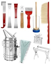 QWORK® 10 pièces kit d'outils d'apiculture, équipement d'apiculture pour fume...
